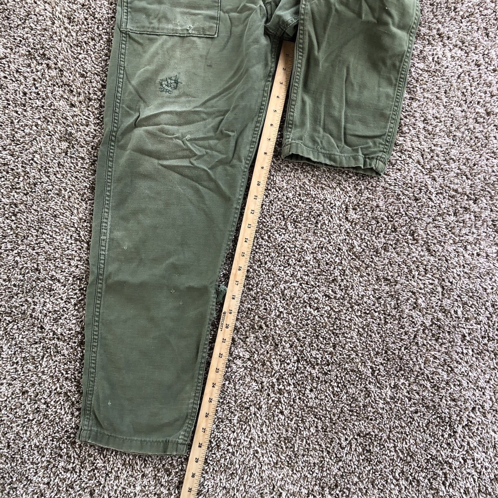 Vintage Military OG-107 Sateen Fatigue Pants Size 28x29 Type 1 Trousers Distress - Picture 7 of 12